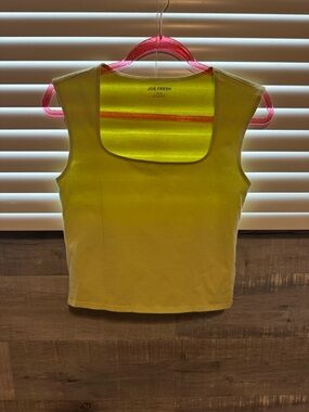 Joe Fresh Neon Yellow Square-Neck Tank Top